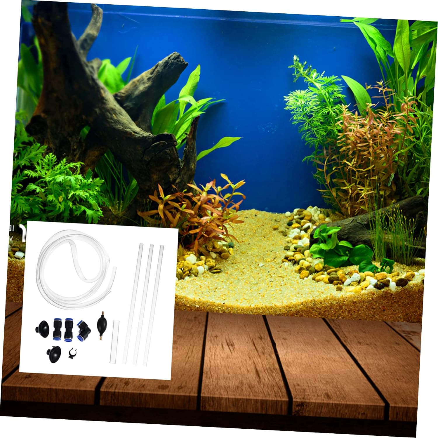Fish Tank Cleaner Fish Tanks for Aquariums Fish Tank Aquarium Submersible Pool Water UV Fish Tank Siphon and Gravel Feeder Tap Changer Fountain Siphon Cleaner Acrylic White