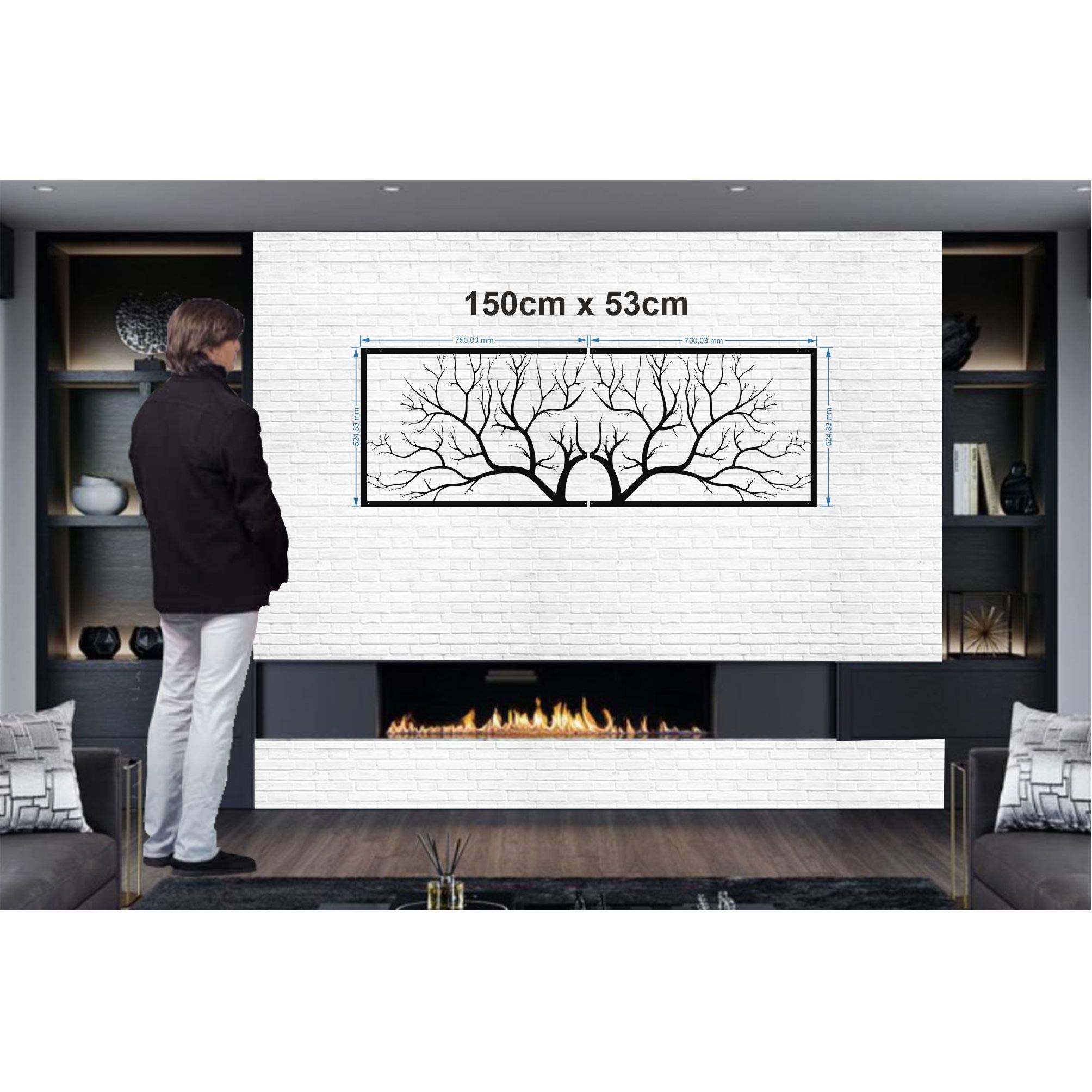 DEKADRON Metal Wall Decor, Metal Tree Wall Art, Metal Branch Wall Decoration, Home Living Room Wall Art (59