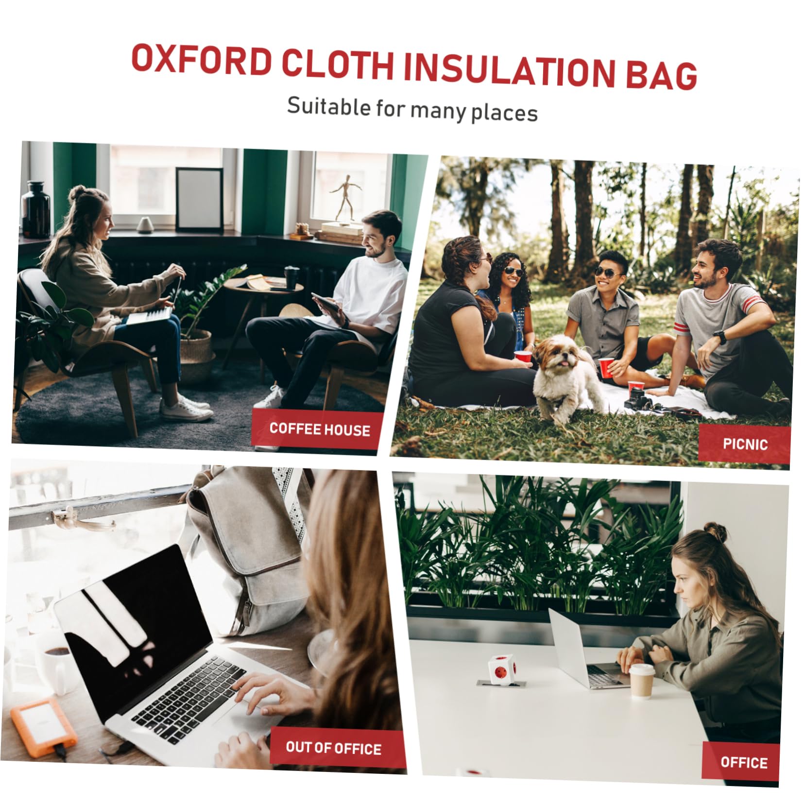 Wiederverwendbare Faltbar Isoliert Lunchtasche Gewebe aus Oxford Rot