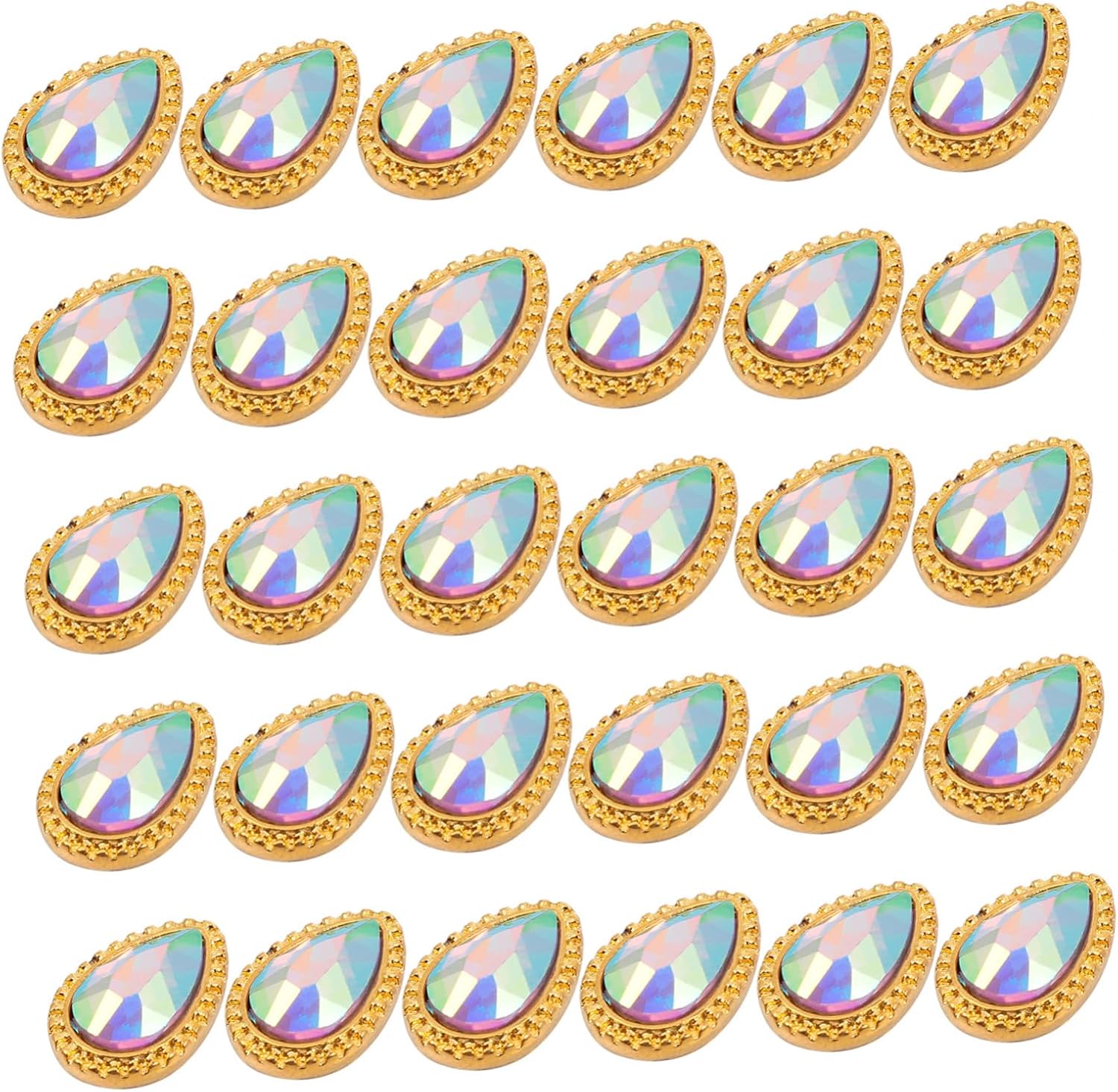 Beavorty 30 Pieces Drop-shaped Nail Art Drill Rhinestones Nail Gemstones Glass Gemstones Rhinestones Flat Back Manicure Rhinestones Nail Sticky Rhinestones Flat Alloy 3d
