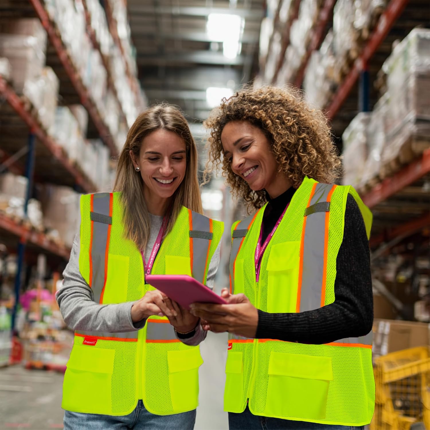 ProtectX Safety Vest for Men Women ANSI Class 2 High Visibility Mesh Reflective Construction Vest with 4 Pockets - Image 3