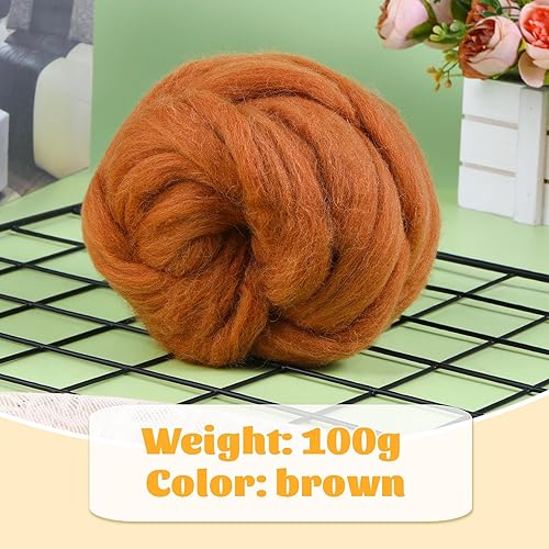 Vista 165 de 3.53 oz lana Roving, suministros de fieltro de lana, lana pura, hilo grueso, hilado de lana giratoria para fieltro de aguja, fieltro húmedo, Blanco