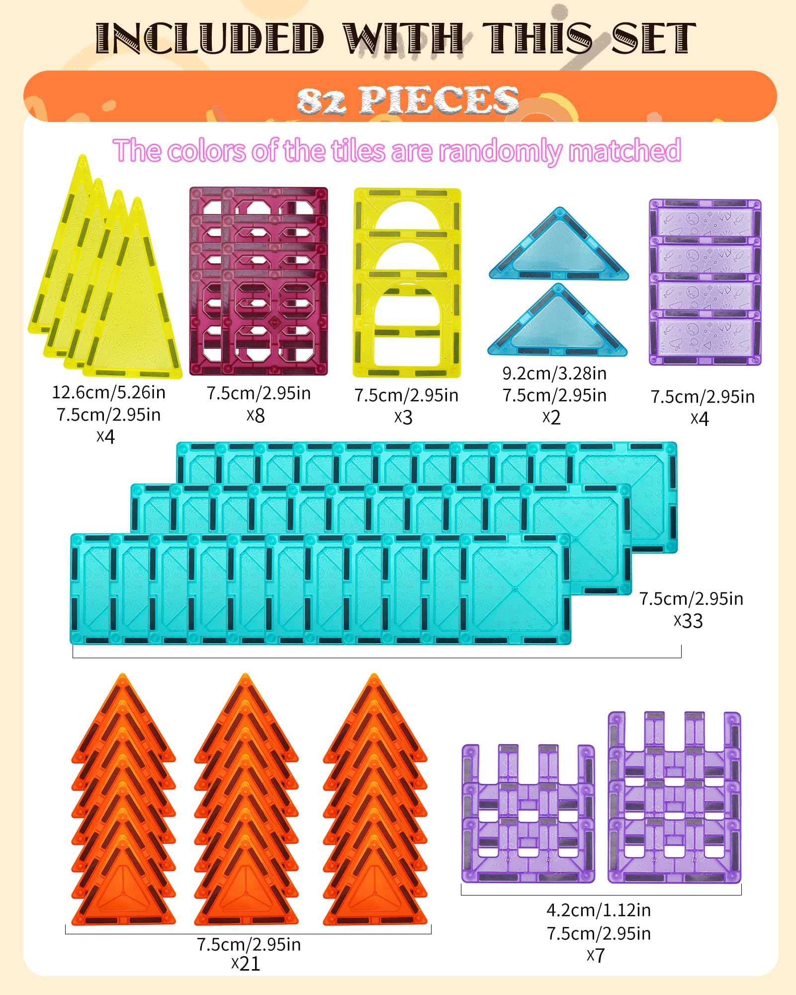 Costruzioni Magnetiche per Bambini di 3 Anni 7.5 cm Colorati Costruzioni Magneti per Bambini Montessori Giochi Educativi Calamite per Bambini 4 Anni Regalo Costruzioni per Ragazzo 5 6 7 8 9 10 Anni