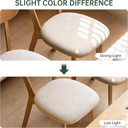 Miniatura 5 de Sillas de comedor tapizadas 100% madera maciza, sillas de comedor modernas de roble de mediados de siglo con diseño de respaldo curvado con forma de