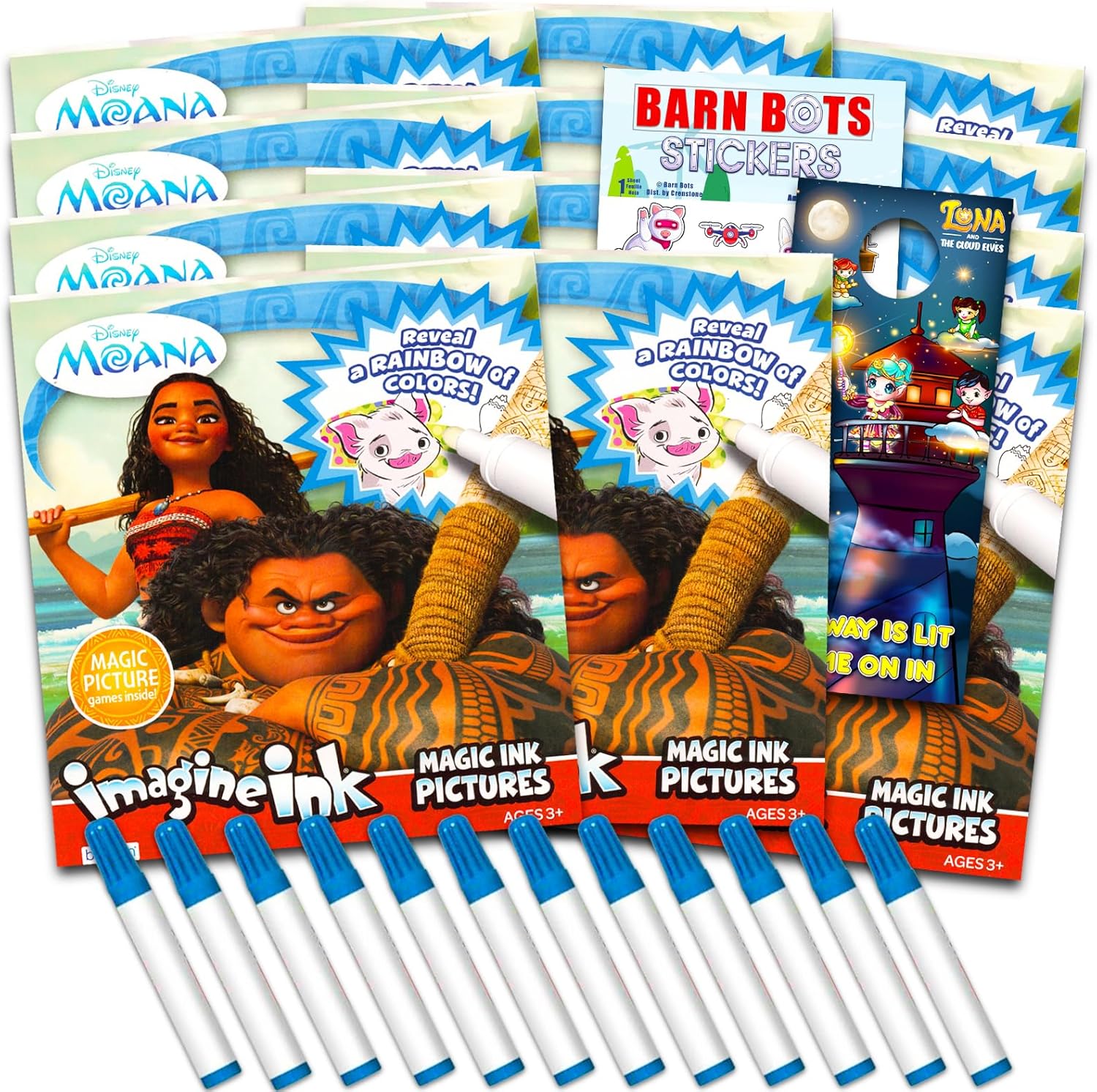 Disney Moana Imagine Ink Coloring Book Set for Kids 12