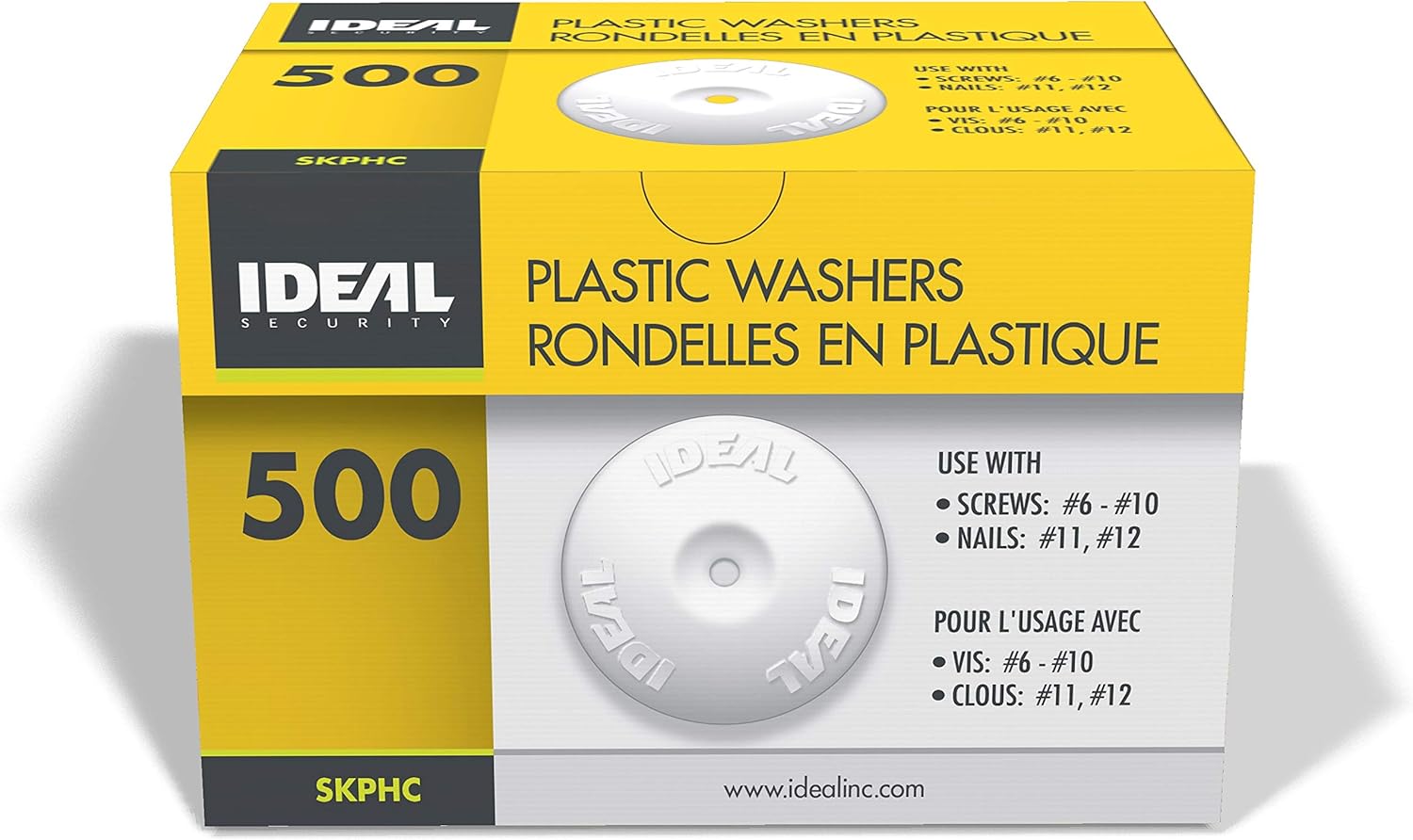 Ideal Security Inc. SKPHC Plastic Cap Washers for Nails or Screws Box of 500, 7/8 Inch, White, Count