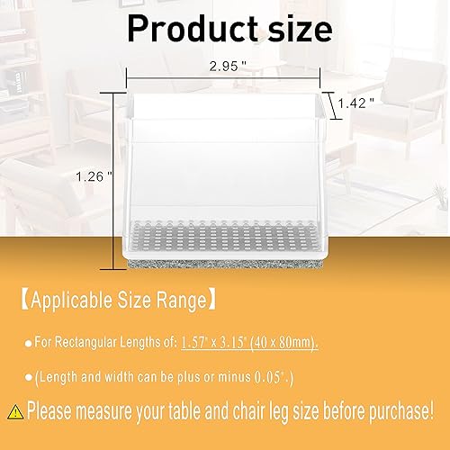 Miniatura 2 de Protectores rectangulares de 1.6 x 3.1 in para patas de silla para suelos de madera dura, cubiertas de silicona para proteger suelos de baldosas de