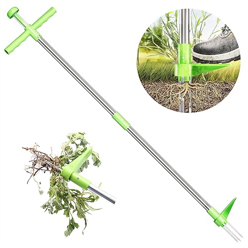 Miniatura 4 de YardYield Extractor de malezas herramientas de eliminación de raíces con 3 garras herramienta manual de 39 pulgadas de aleación de aluminio