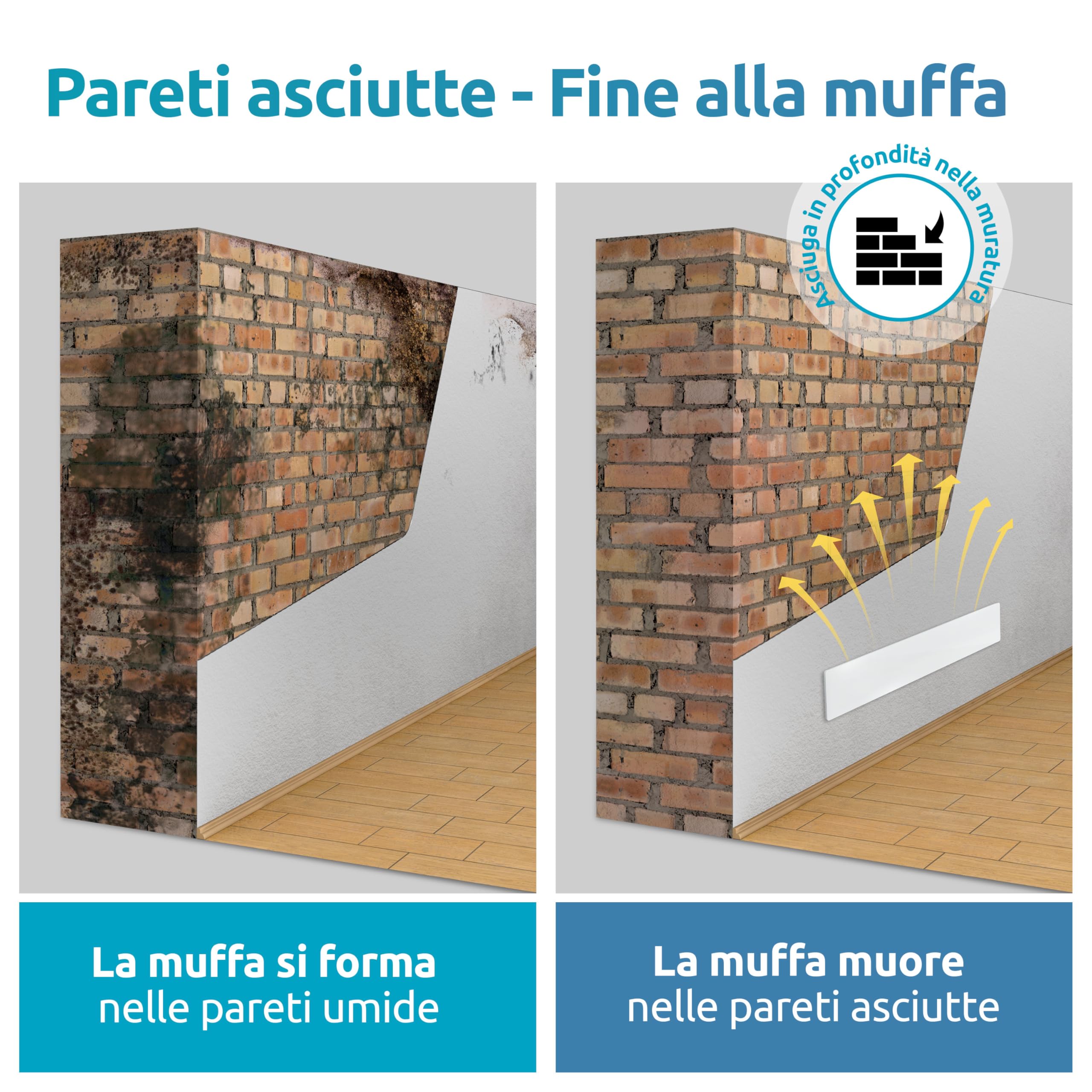 ELIAS Muffa Dry – Rimozione muffa, riscaldamento da parete senza sostanze chimiche, alternativa allo spray per muffe