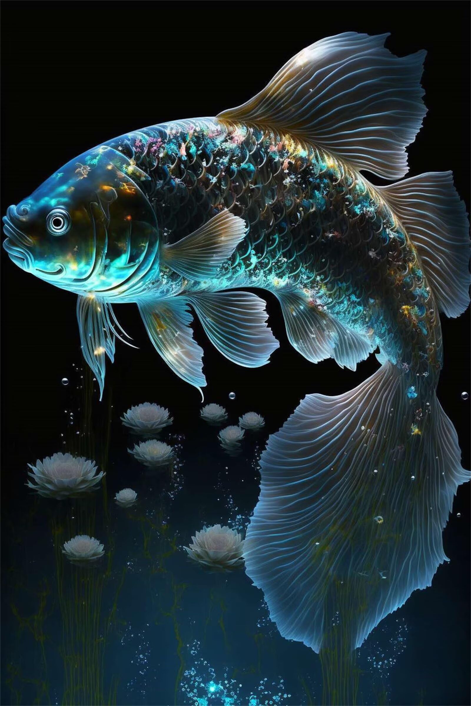 Puzzle dla dorosłych, 1000 elementów, Blue Koi, 75 x 50 cm, kolorowe puzzle "zrób to sam" do dekoracji domu, rodzinne puzzle dla początkujących i dzieci