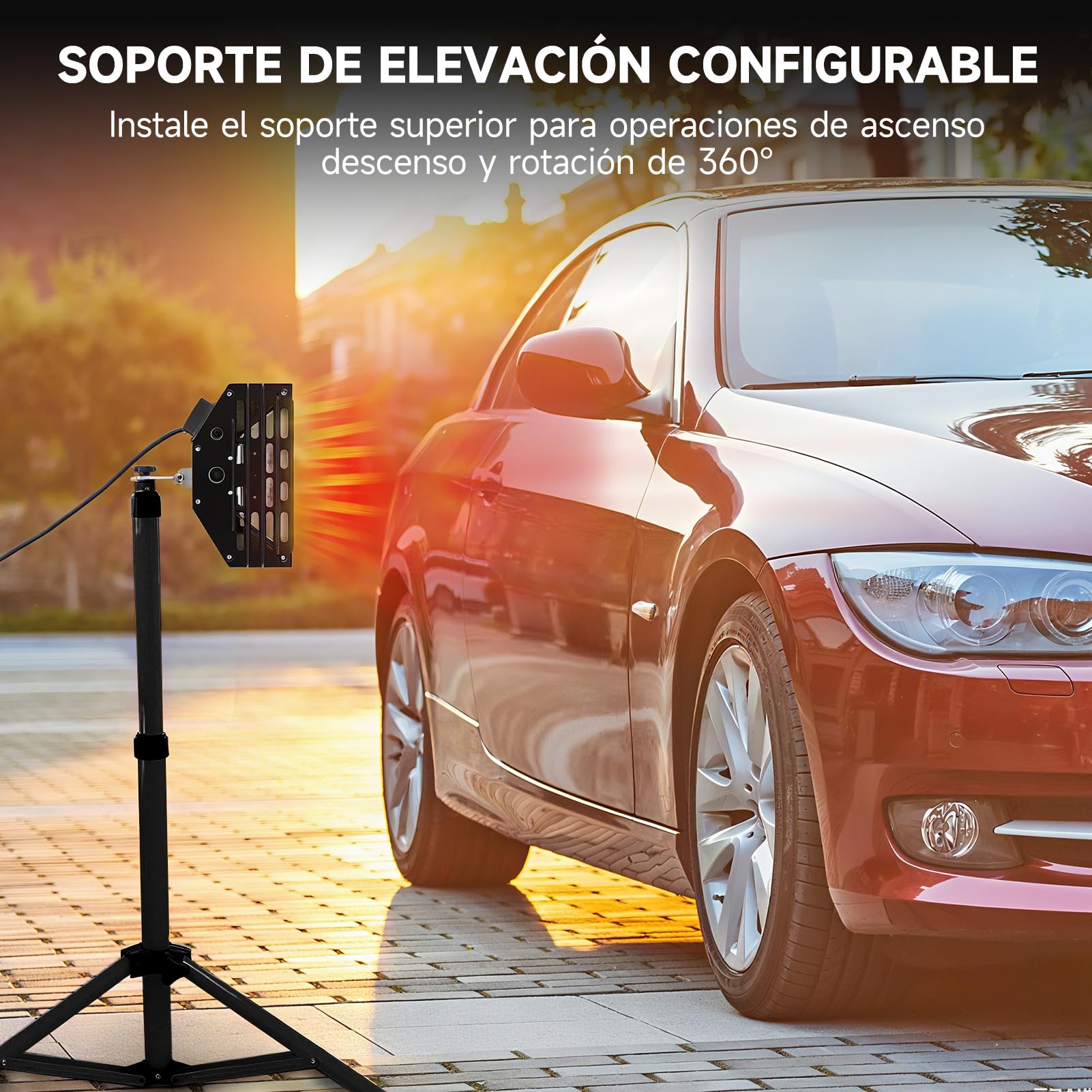 DATOUBOSS Lámpara Infrarrojos Pintura 2000W 220V con Soporte Telescópico Ajustable y Temporizador 0–90 min, Secador de Pintura Automotriz de Onda Corta para Reparación de Carrocerías (650×500 mm)
