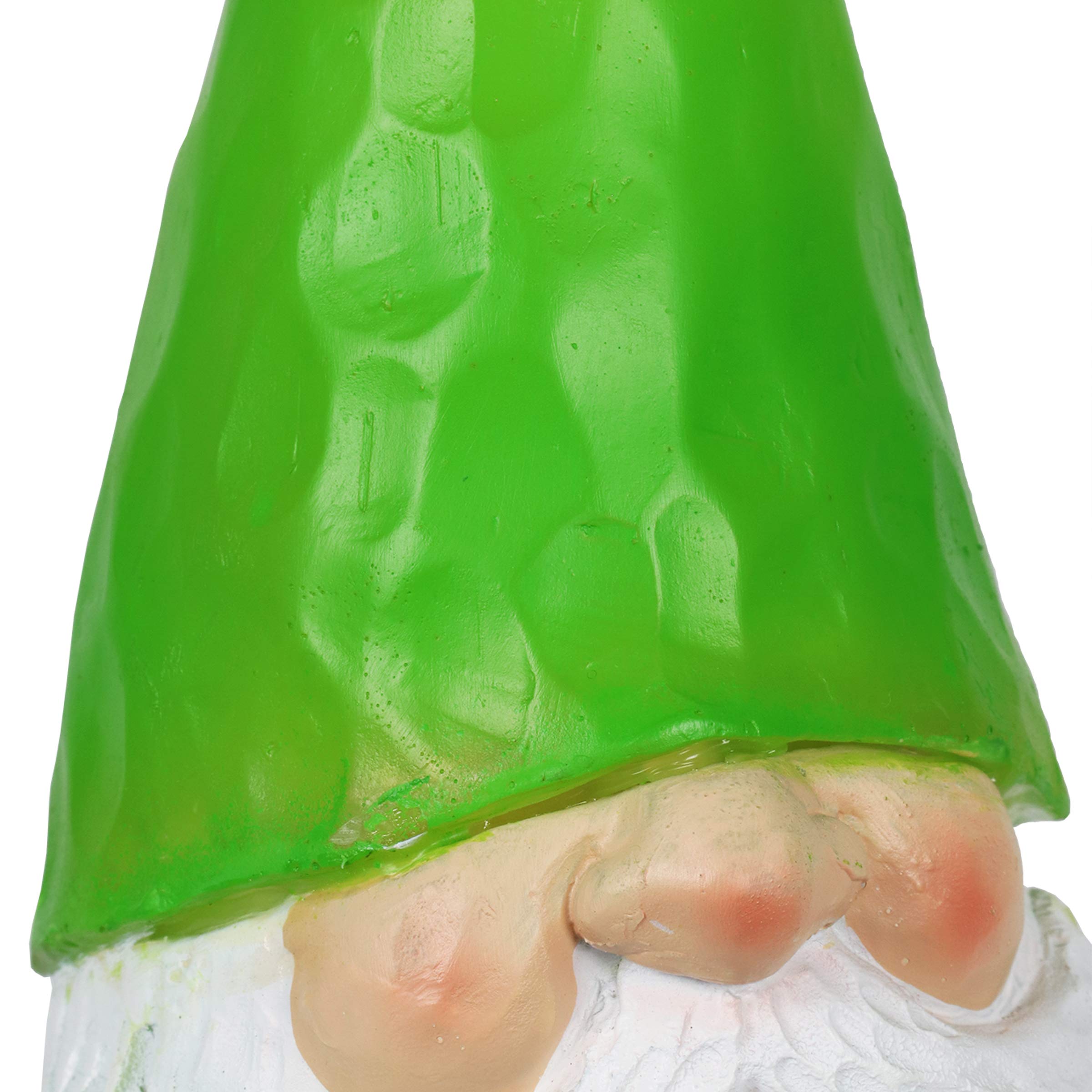 Exhart Solaire Vert Gilbert GNOME Statue Jardin-résine GNOME Peint à la Main Statue Tenant Un Bouquet de Fleurs w/Solaire LED décoration d'intérieur lumières GNOME Hat-GNOME Solaire, 11 Pouces