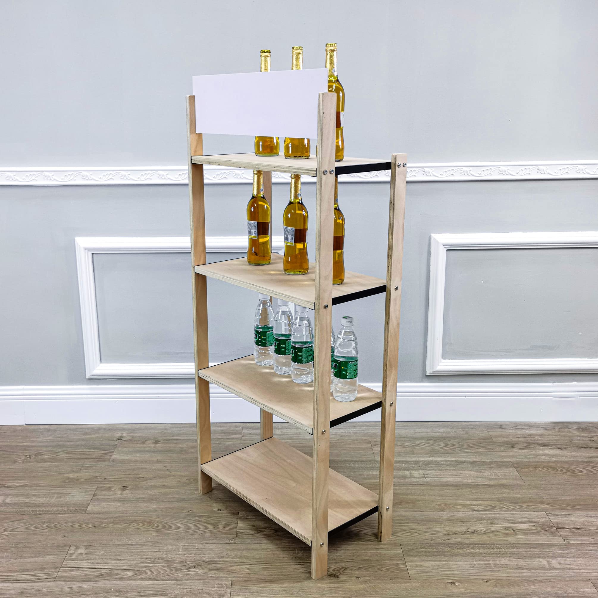 Amazon.co.jp: FixtureDisplays® 4段 木製ラックディスプレイ 飲料用