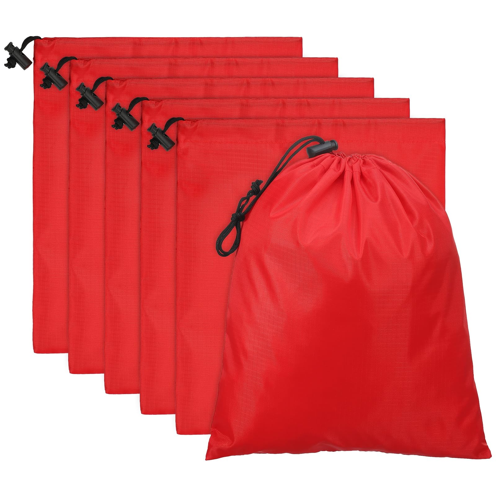 PATIKIL Travel Storage Bags with Toggle 6 x 8 Inch, 6 Pack Waterproof 210D Polyester Drawstring Bag Stuff Sack Cinch Bag for Gym Traveling Hiking Yoga Shoes Organizer, Red