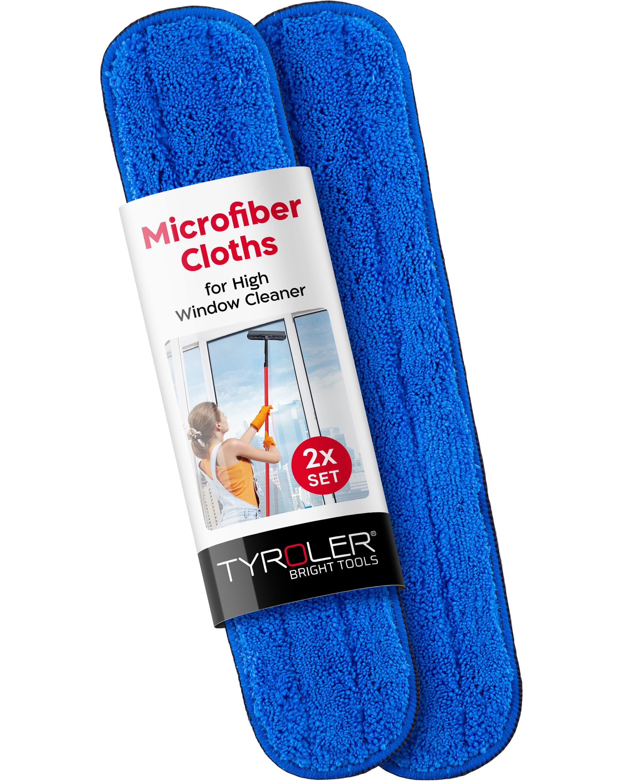 Tyroler Replacement Cloths for Professional Window Squeegee – Pack of 2 Spare Pads, Perfectly Designed for Streak-Free Cleaning and Compatible with Tyroler Window Cleaner Tools