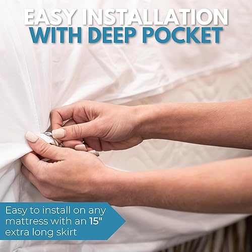 Miniatura 6 de Funda para colchón impermeable de alta calidad con cremallera, tamaño King, 78 x 80 pulgadas, 100% algodón, hipoalergénico, funda de colchón de seis