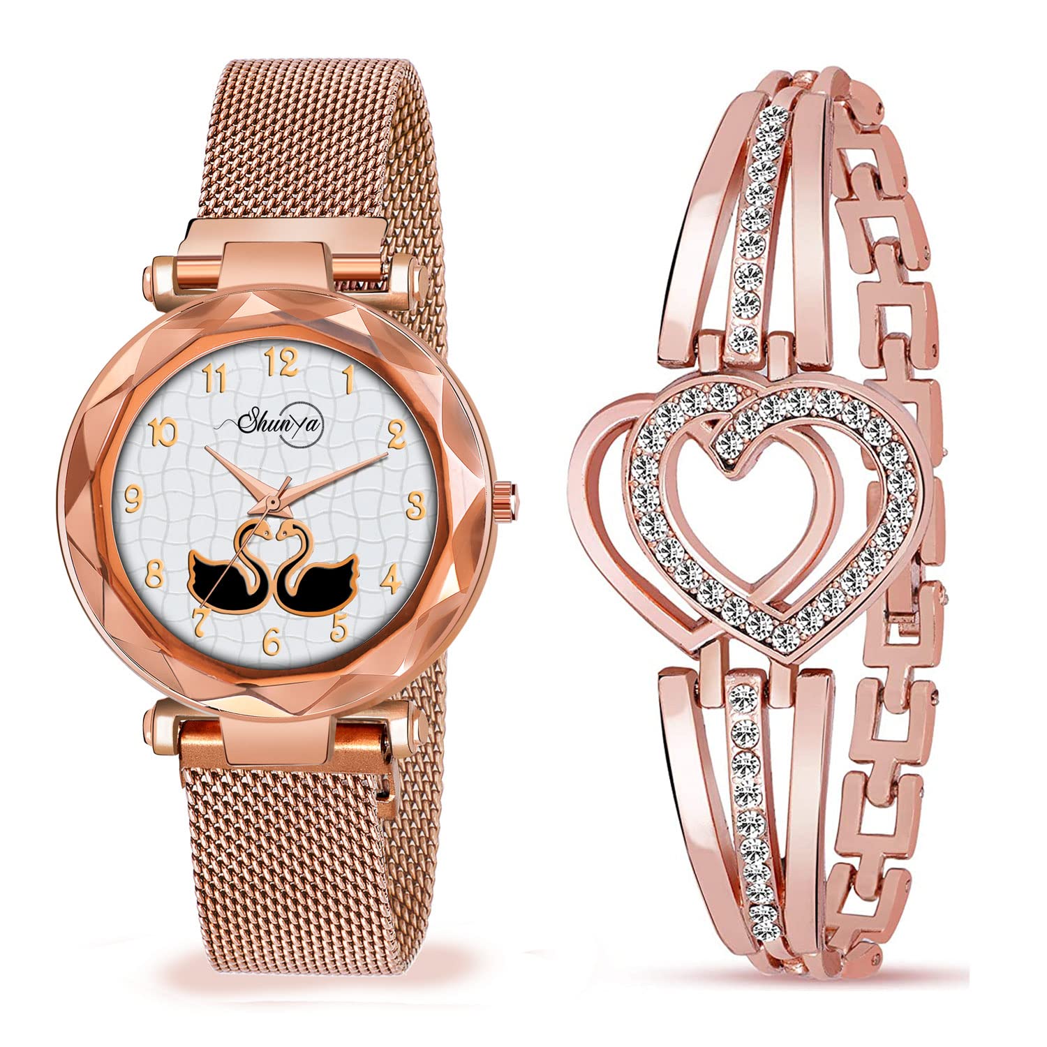 Girls Special Quality Different Heart Bangle Analog Watch with Rose Gold Bracelet - Pack of 2 (B09TR9988F) Amazon Price History, Amazon Price Tracker