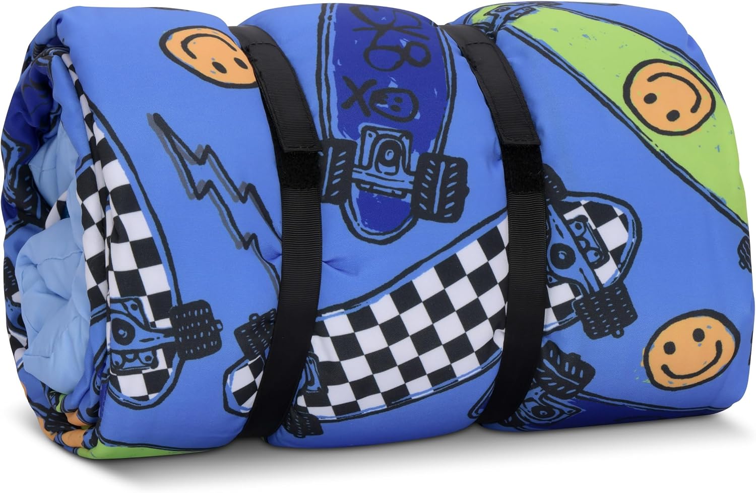 iscream Bold Print Cozy Silky Soft Fleece Lined Sleeping Bag and Pillow Set for Kids - Sk8board