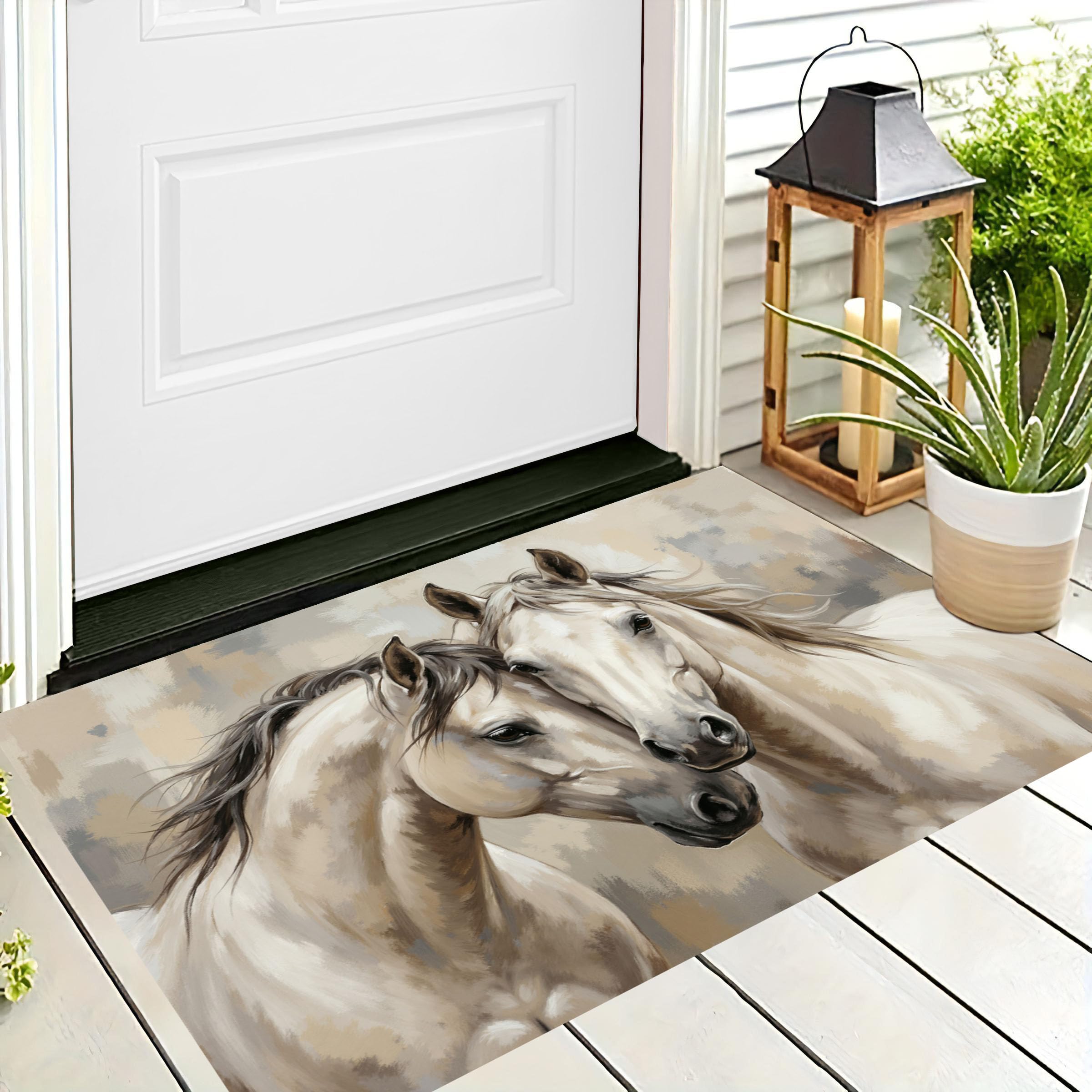 Tapis d'entrée intérieur beige 45x75 lavable pour un couloir toujours propre