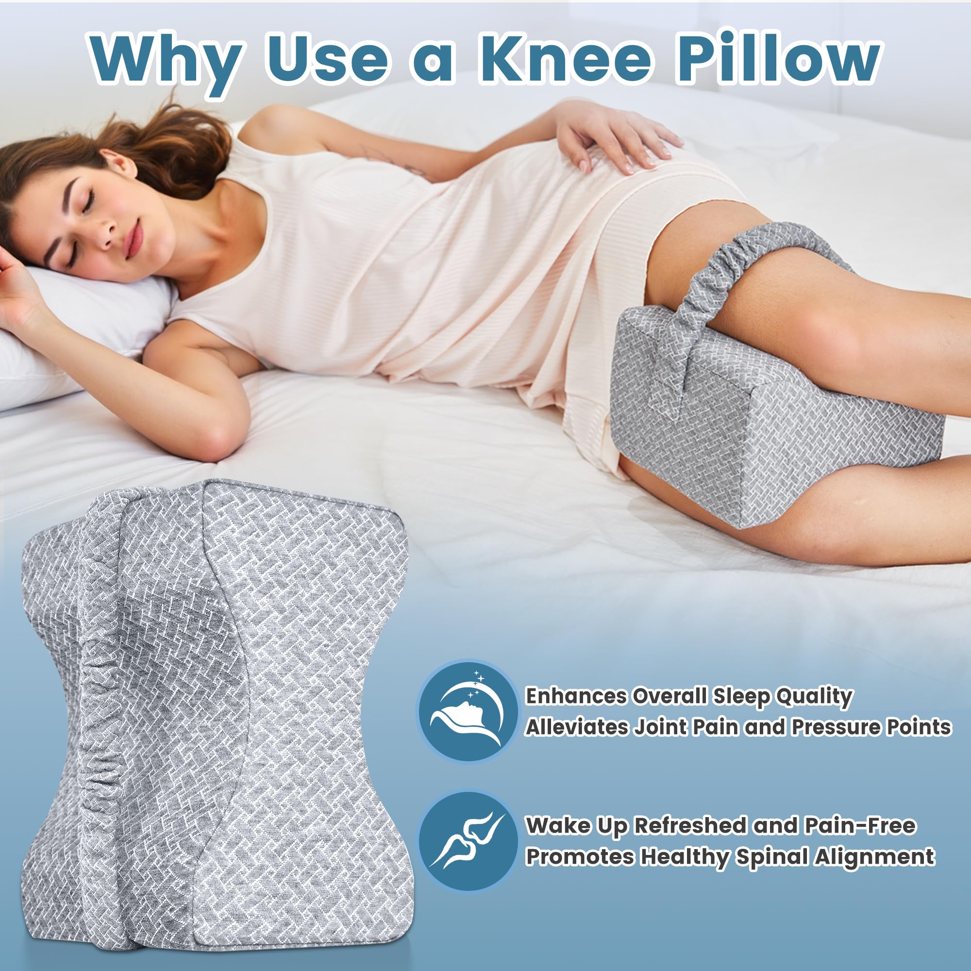Coussin De Genou Pour Personnes Dormant Sur Le Côté, Coussin De Jambe Pour Genoux, Hanches, Sciatique, Articulations, Soulagement Des Douleurs Dorsales, Oreiller En Mousse à Mémoire De Forme Entre Les