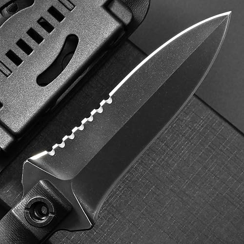 Miniatura 4 de Gtk290 Cuchillo de hoja fija, cuchillo de herramienta EDC D2 Blade G10 mango sólido fuerte fresco cuchillo para acampar al aire libre caza (negro)