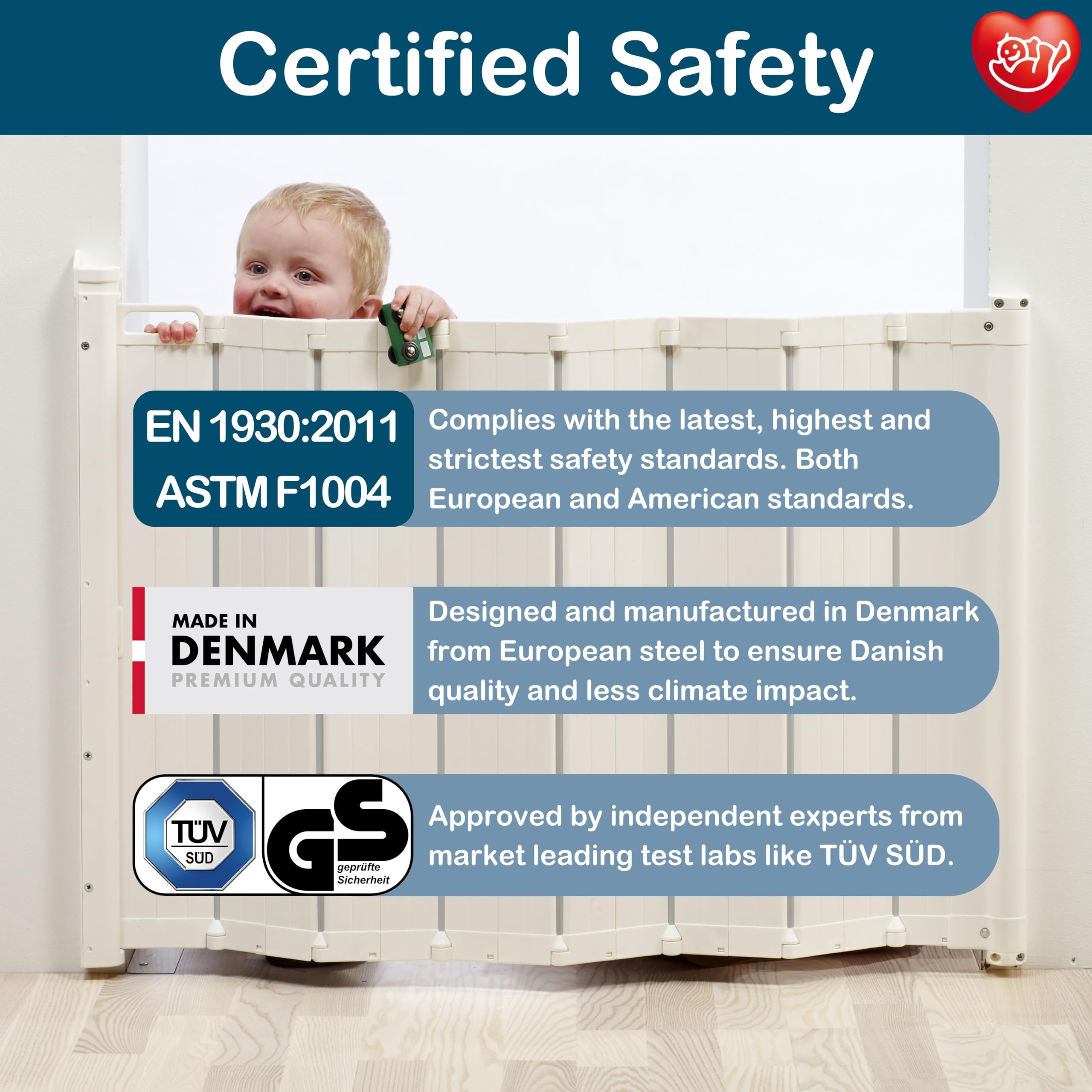 BabyDan Guard Me, Auto Einziehbares Treppenschutzgitter, passt für Öffnungen zwischen 55-89 cm, Weiß, Hergestellt in Dänemark - Babygitter/Sicherheitsgitter (Haustiergitter/Hundegitter)