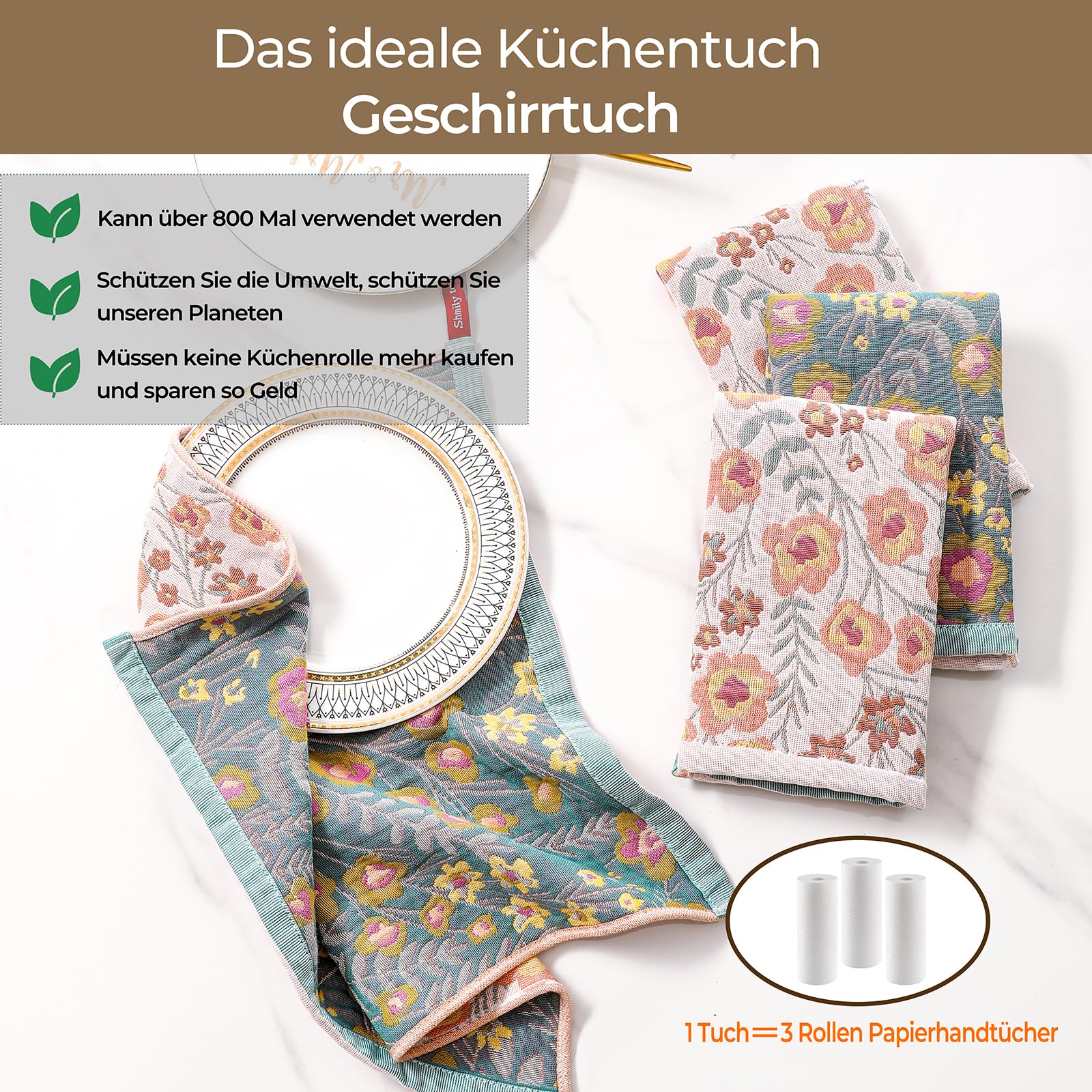 HOORDRY Boho Tagesdecke & Doppelseitig Geschirrtücher Set