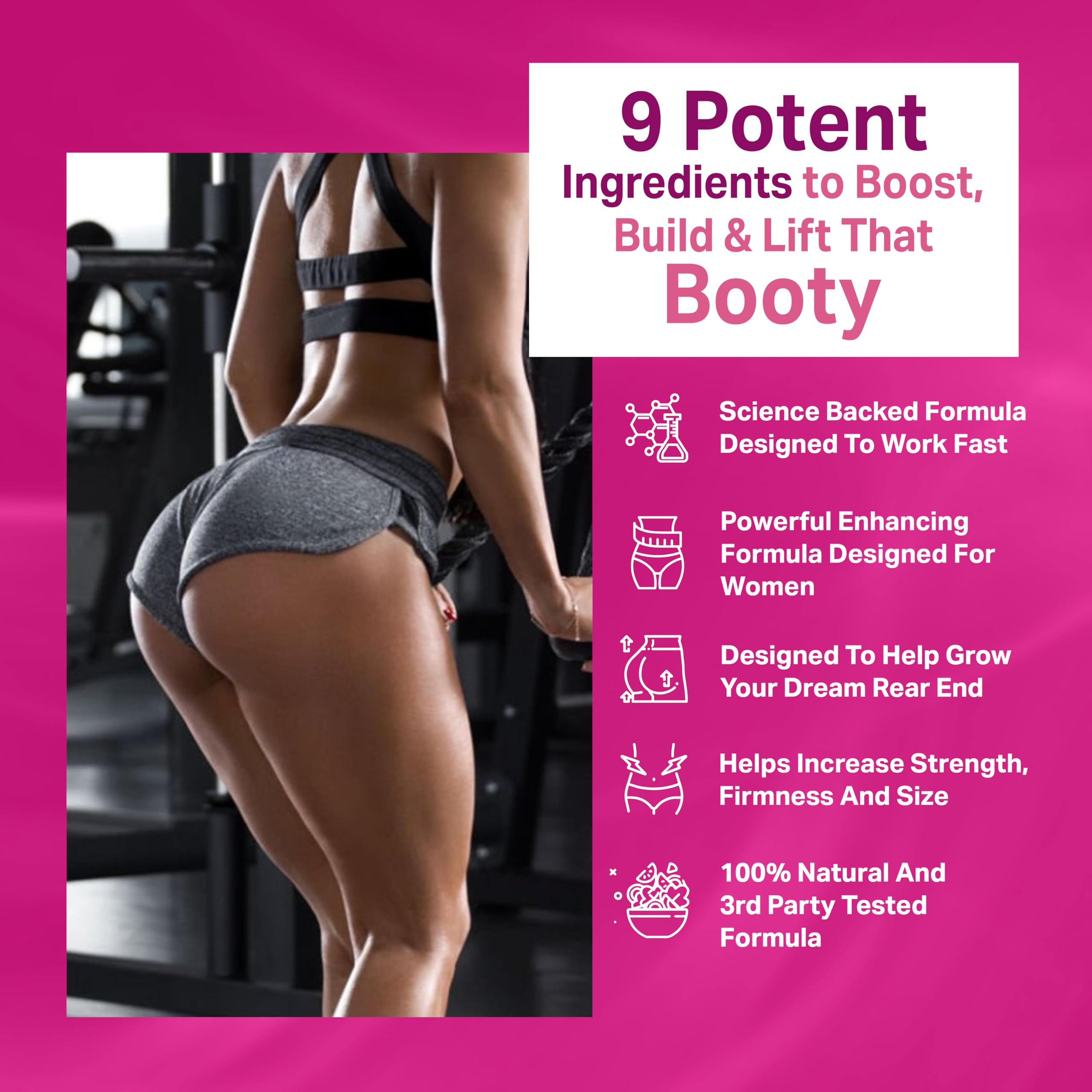 Booty Gainer Pro Series - Weight/Muscle Gainer for Women to Grow Thicker Booty & Larger Buttox | Helps Naturally Curve & Shape Body | Grow Rounder, Wider & Thicker Glutes - 60 Capsules — Amazon image 3