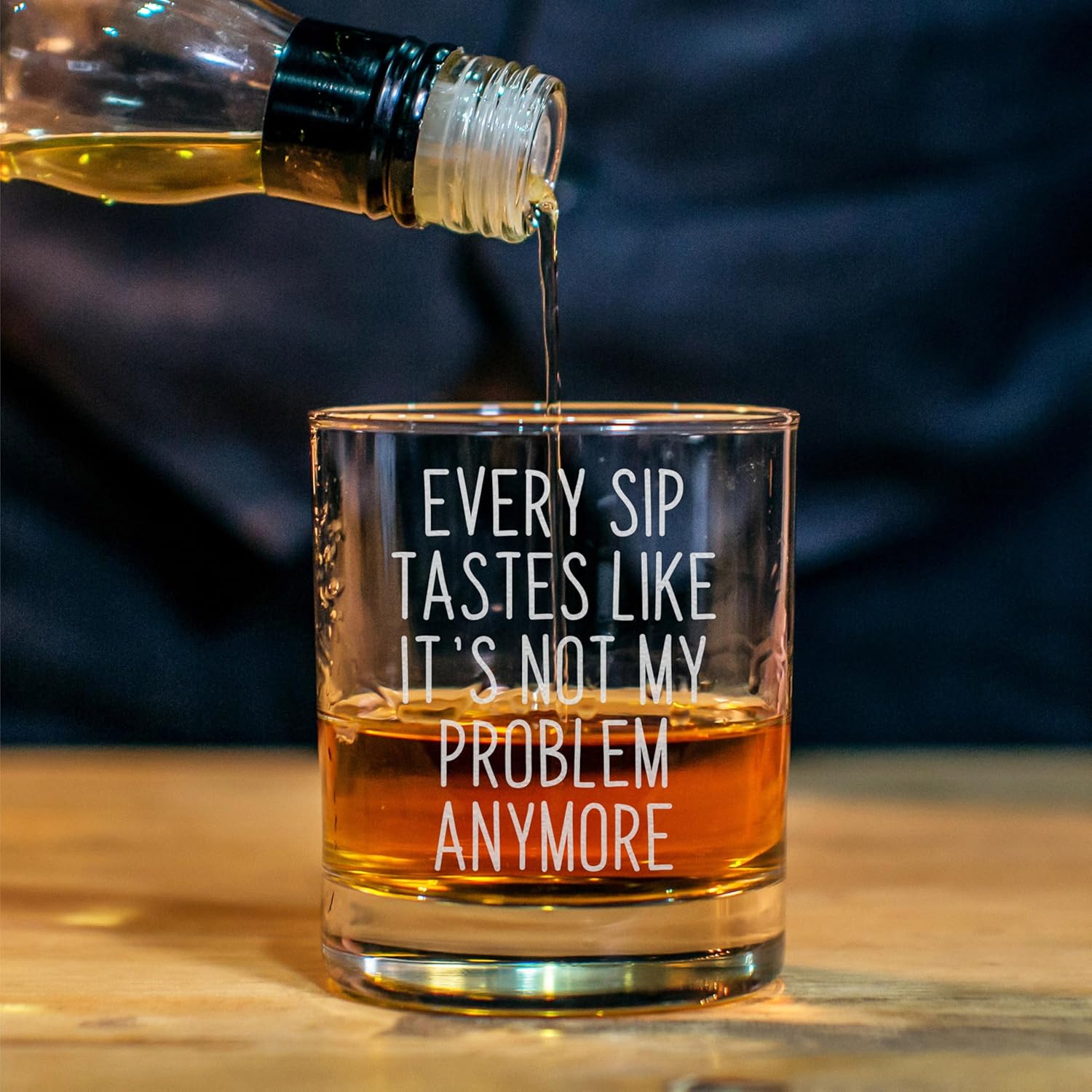 Every Sip Tastes Like It's Not My Problem 11 oz Whiskey Glass, Laser Engraved Rocks Glass, Lead-Free Whiskey Lover Gift, Custom Retirement Gifts - Image 4