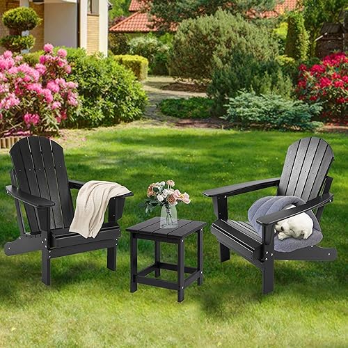 Miniatura 5 de LZRS Adirondack - Mesa auxiliar cuadrada para exteriores, mesa de patio compuesta para piscina, mesas auxiliares de polietileno de alta densidad