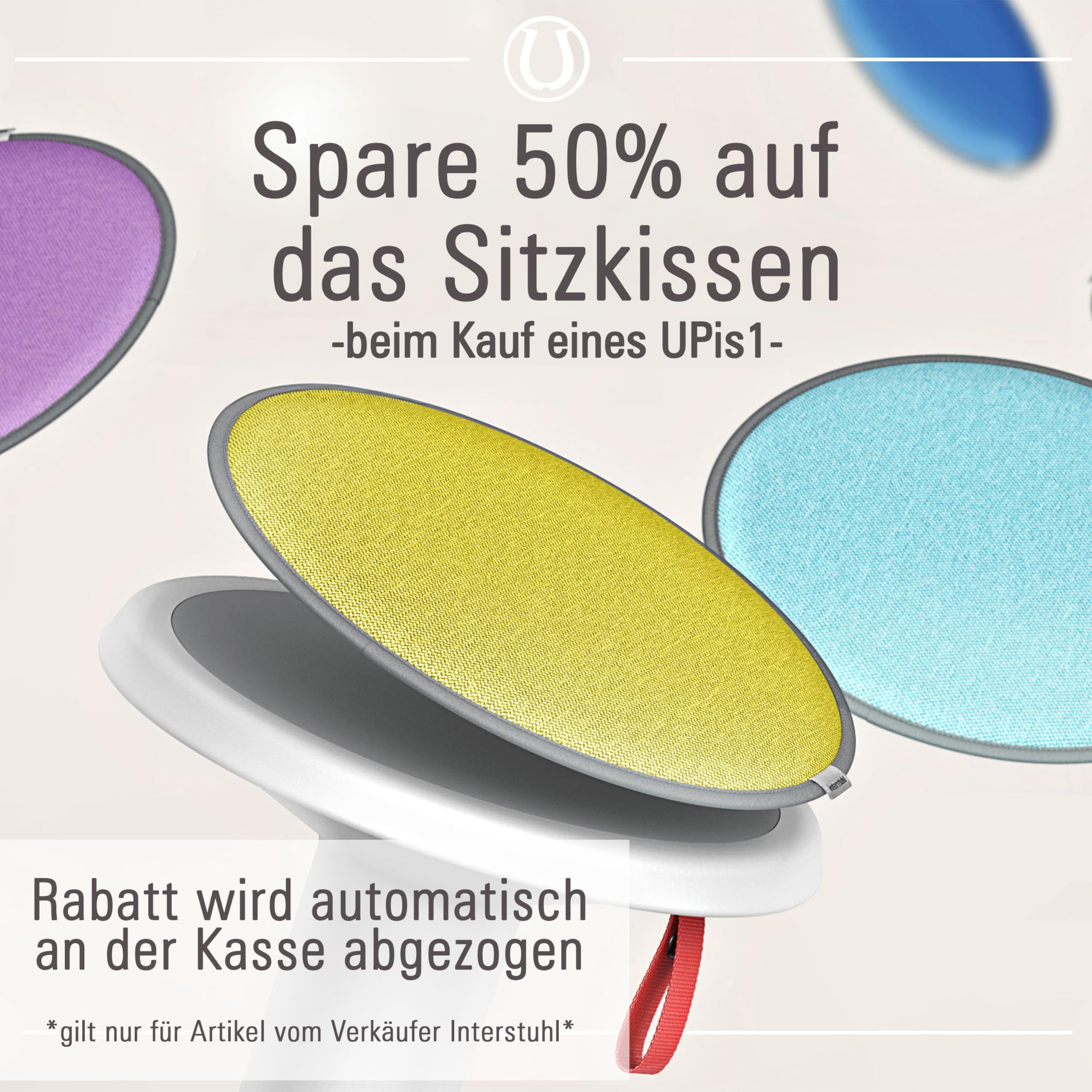 Interstuhl UPis1 - ergonomischer Sitzhocker mit Schwingeffekt - höhenverstellbar - Hocker mit rutschhemmender Standfläche & Kippschutz - Bürohocker (Grauweiß, UP Designhocker)