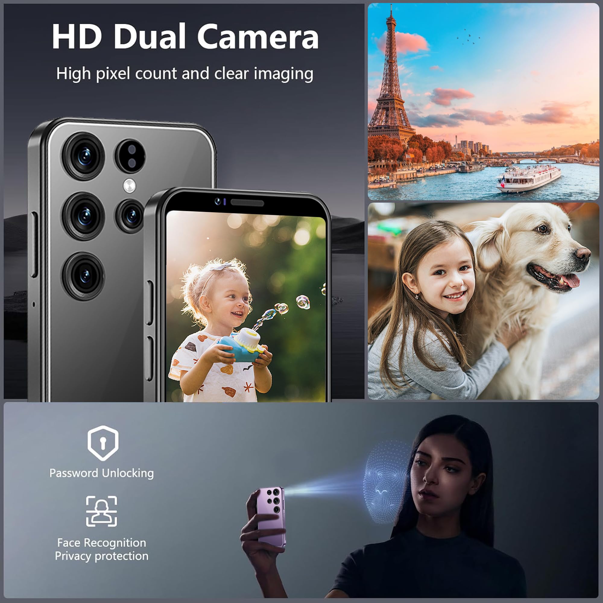 3G Mini Smartphone, Mini Telefono, Smartphone Smartphone Mini, 3.0" HD Screen Mini Phone, 3+64GB Smartphone Piccolo con Divertente Educativa APP Giochi Apprendimento Dipingere Cartoni Animati(Argento)