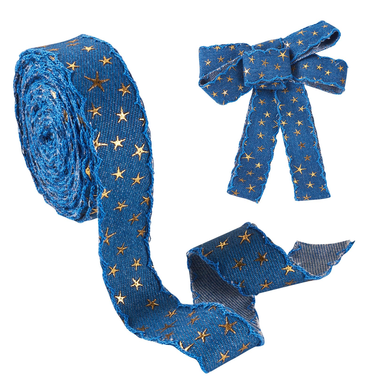 Amazon.com: FASHEWELRY 5 Yards Gold Star Denim Cloth Ribbons 1