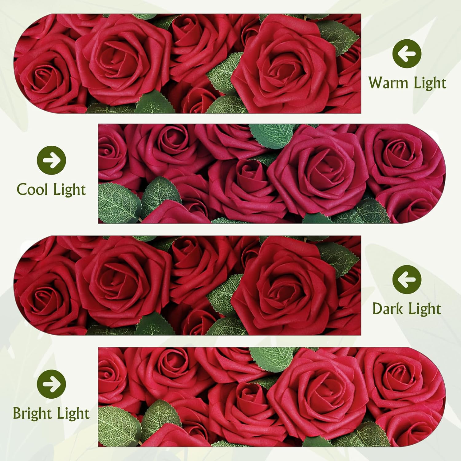 AmyHomie Artificial Flowers Dark Red Rose 50pcs Real Looking Fake Roses w/Stem for DIY Wedding Bouquets Centerpieces Arrangements Party Baby Shower Valentines Day Christmas Tree Decorations - Image 3