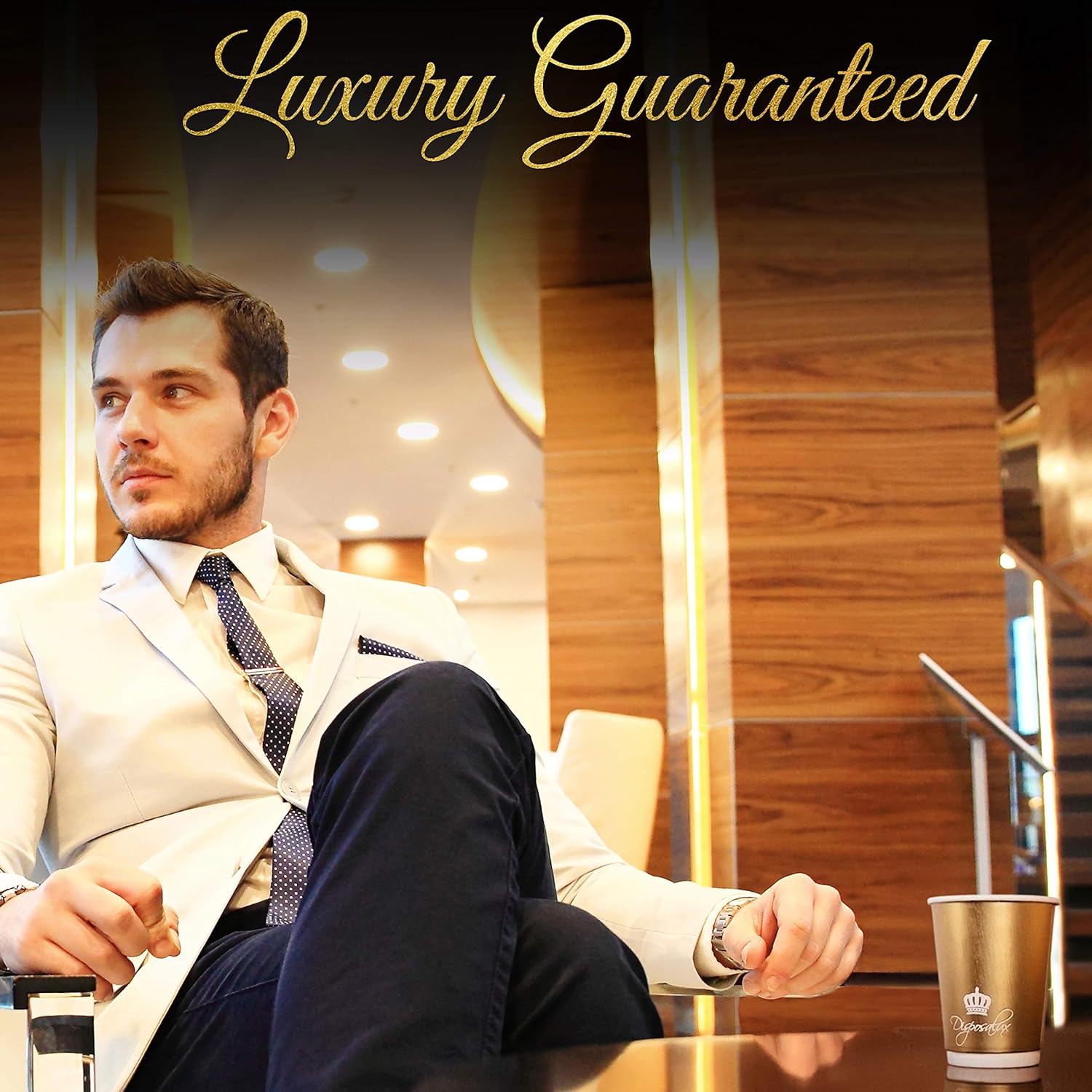 TOP оƒƒERS Disposalux Luxury Paper Cups 12 oz, Black or Gold | 80 Count | Disposable Coffee Cups for Hot or Cold Drinks | Ideal Gold Party Cups / Biodegradable Cups For Drinks Machines | Double Insulated (Gold)