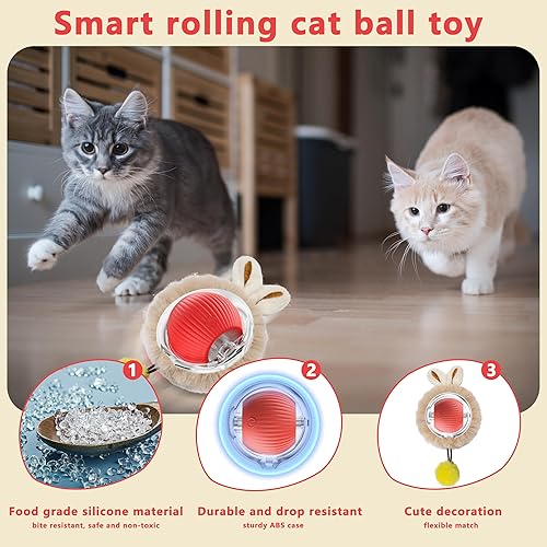 Miniatura 2 de Pelota de juguete para gatos en movimiento, juguetes de movimiento automático para gatos de interior, juguetes inteligentes para gatitos, bolas