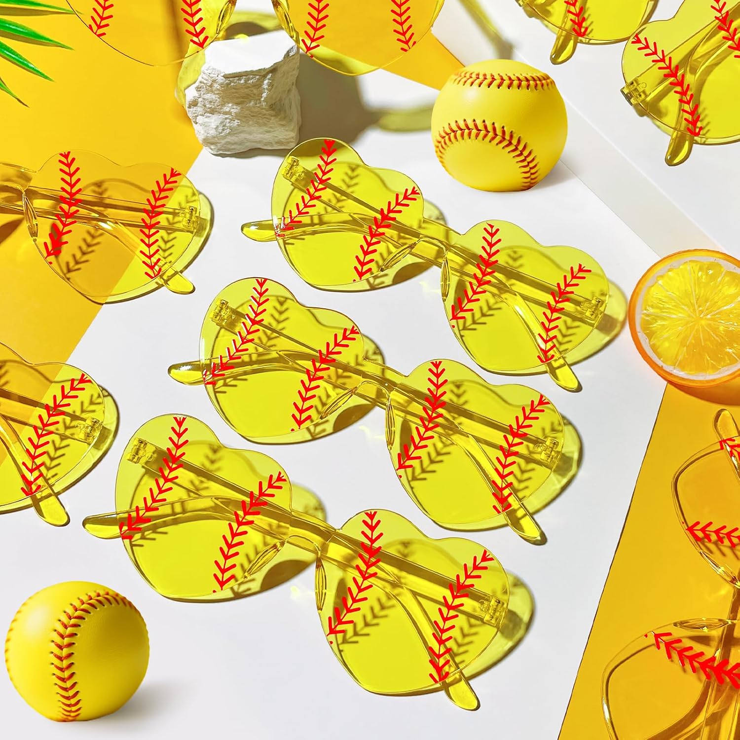 Pibupibu 12/24 Pack Volleyball Softball Football Soccer Gifts for Team Coach Heart Sunglasses Bulk Sports Party Favor Glasses