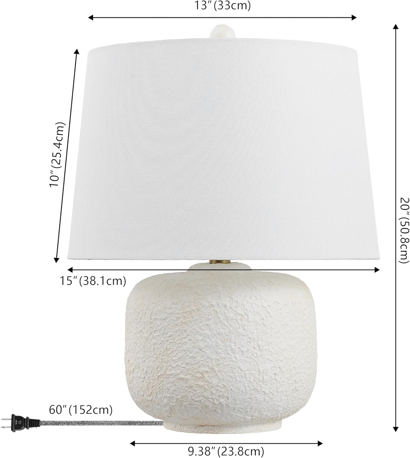 JONATHAN Y 20" Antique White Textured Resin Table Lamp Set of 2 for Bedroom, Coastal Farmhouse Nightstand Lamps for Living Room, White Linen Shade, LED Bulbs Included JYL9208A-SET2