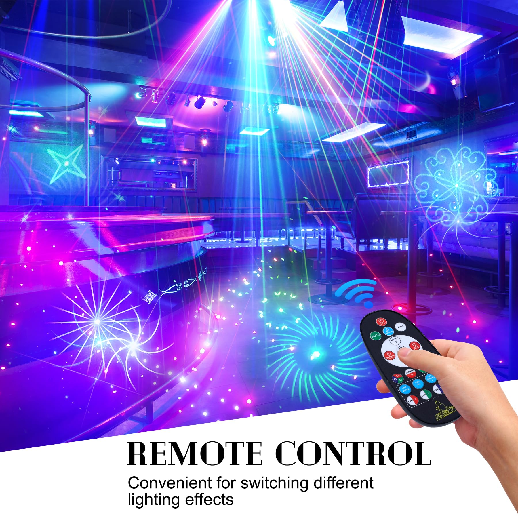 Projecteur Lumière DJ Avec Effets Strobe, UV Et Boule Disco - Contrôle DMX512 Et Par Musique - Pour Fêtes, Clubs, Mariages