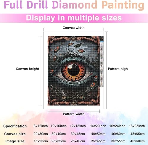 Miniatura 3 de Kits de pintura de diamantes para adultos, pintura de arte de ojos, taladro redondo completo, arte de diamantes 5D para decoración de pared del