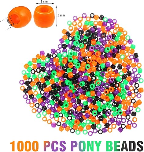 Miniatura 3 de 1000 Pieces Halloween Pony Beads Black Orange Green Purple Round Plastic Beads Bulk with Storage Box for Jewelry Making Halloween Party Decoration