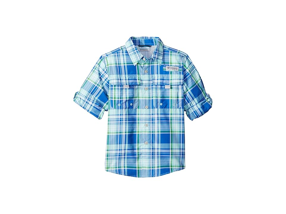 

Columbia Kids Super Bahamatm Long Sleeve Shirt (Little Kids/Big Kids) (Gulf Stream Plaid) Boy's Long Sleeve Button Up
