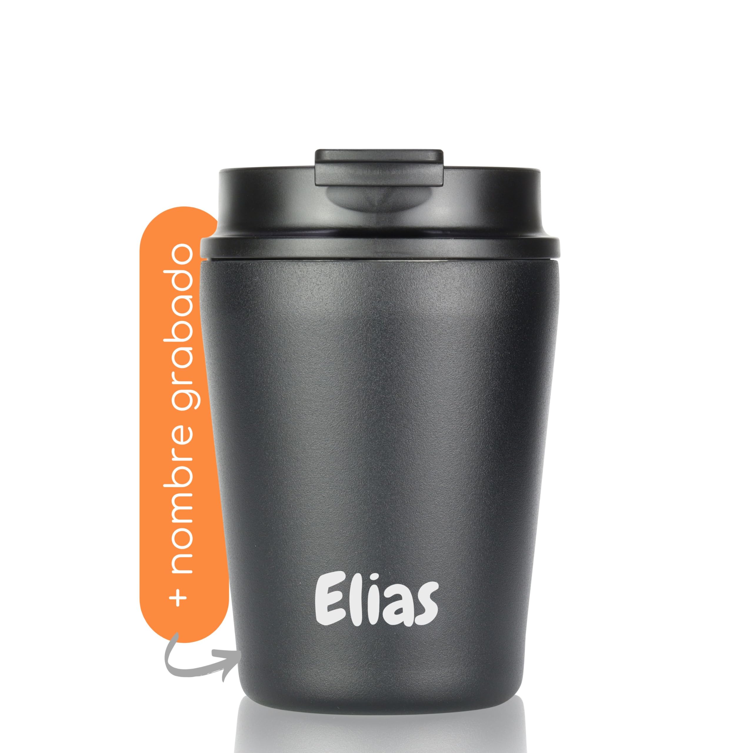 Milu Termo Cafe 300ml, 400ml, 500ml - Vaso Termico Antigoteo, Taza Termica acero inox sin BPA, Vaso Insulated Mug para llevar (Grabado, 500ml)