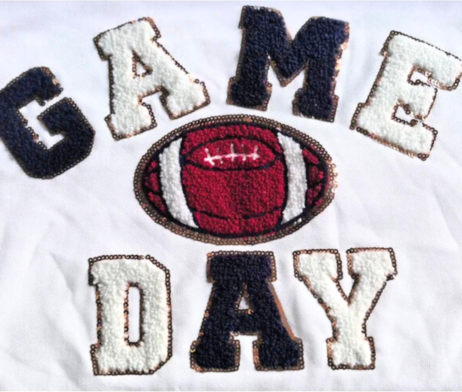 Xunger Women’s Football Print Sequin Sweatshirt Crewneck Oversized Long Sleeve Pullover Tops Gameday Sweatshirts - Image 5