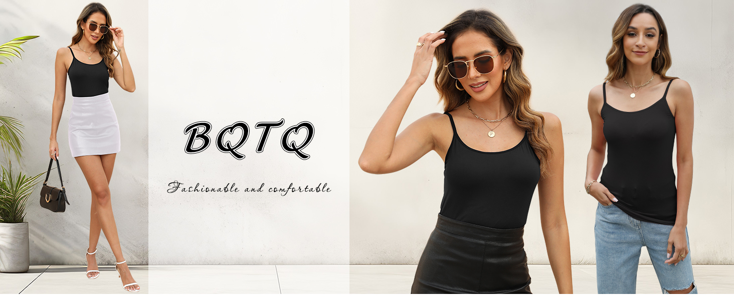 BQTQ 5 Pcs Women's Camisole Tank Top Undershirt Spaghetti Strap