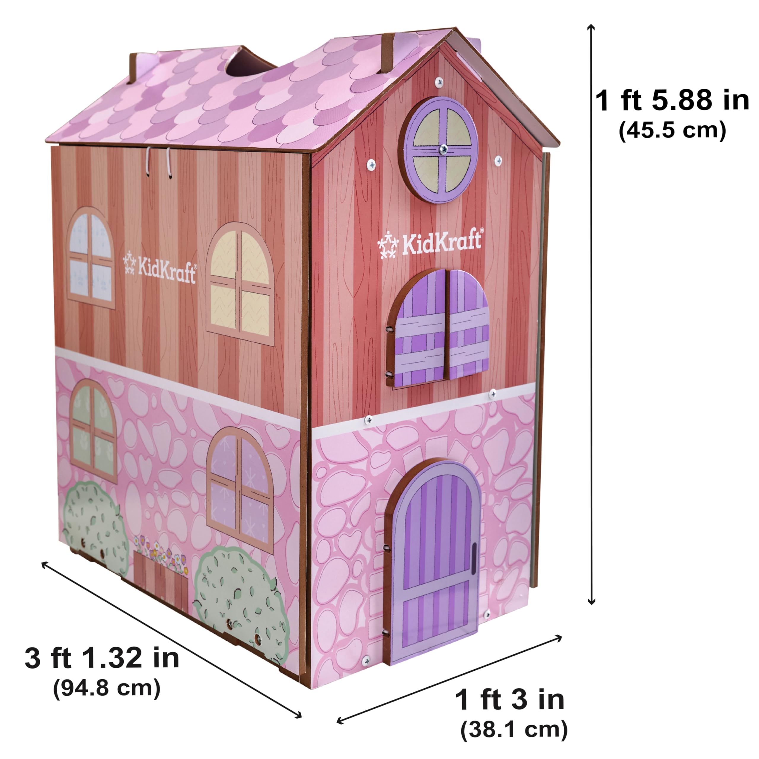 KidKraft Casa delle Bambole in Legno Play & Store Cottage con Accessori e Mobili, Set da Gioco a 3 Piani per Mini Bambole di 12 cm, Giocattolo per Bambini, 20510