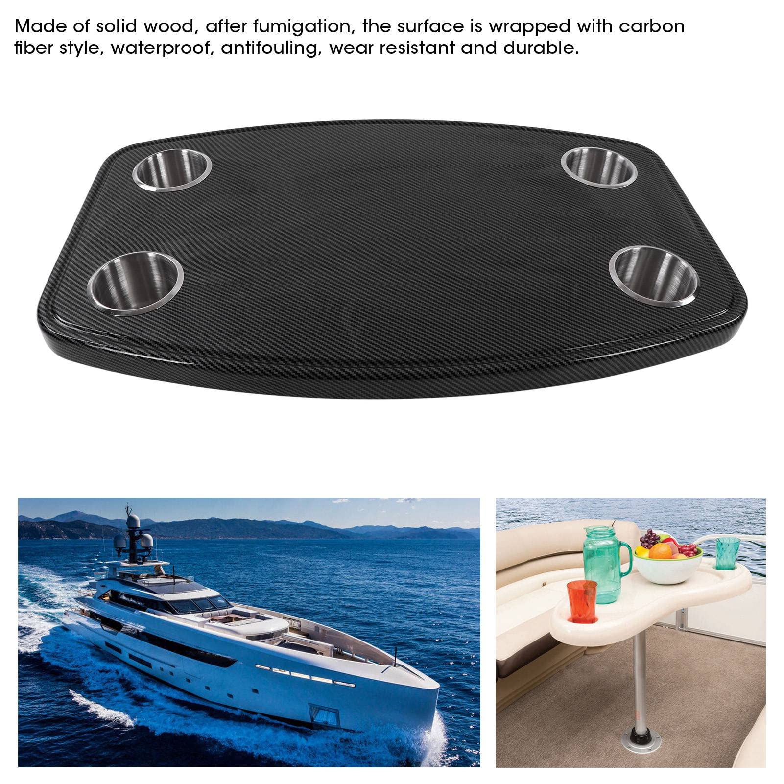 Yellow Boat Table Top With 2 Cup Holders Solid Wood Removable Desktop