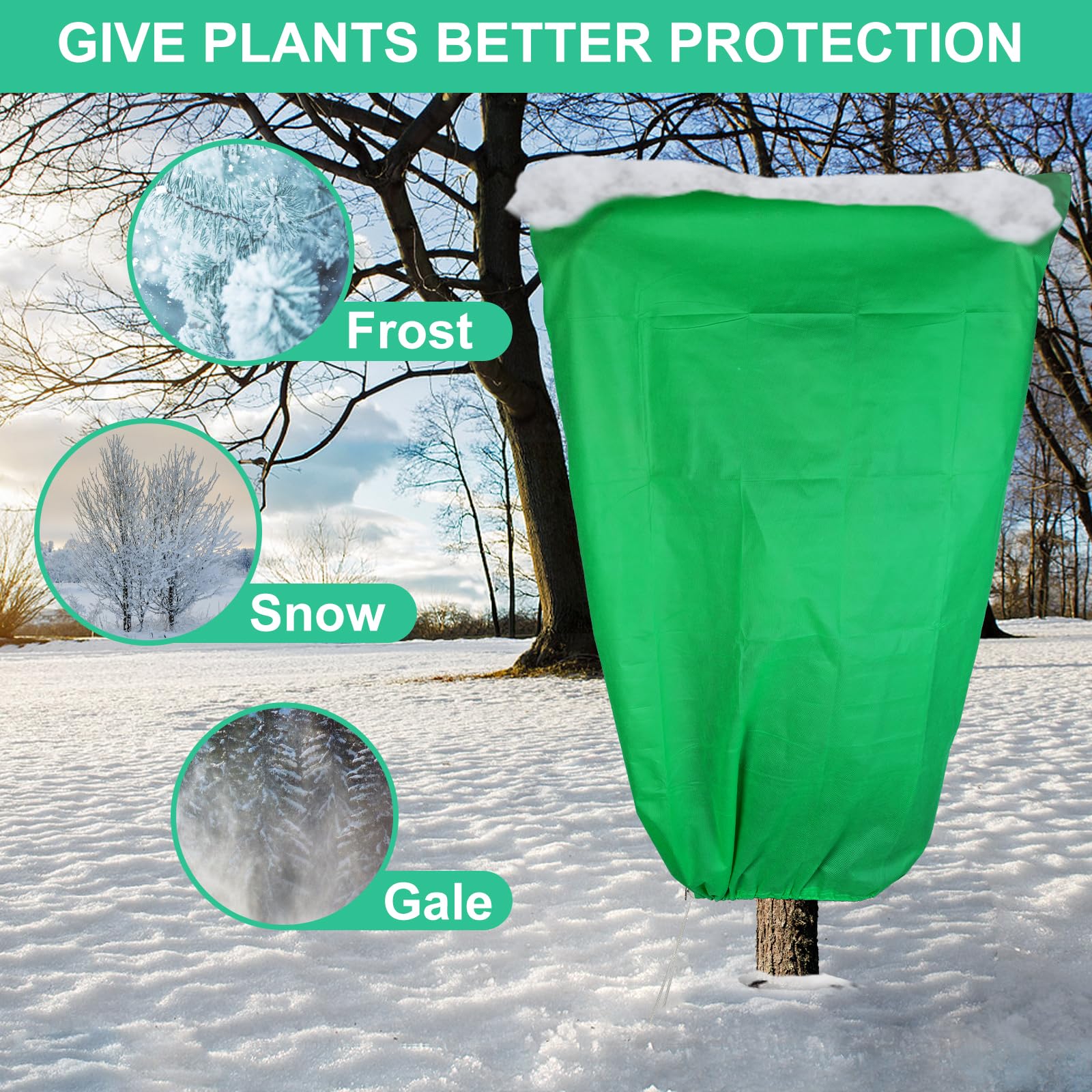 NONMON Coperture per piante antigelo, confezione da 4 coperture per alberi con cerniera con coulisse ispessita coperta antigelo per piante da esterno, arbusti, fiori e frutti