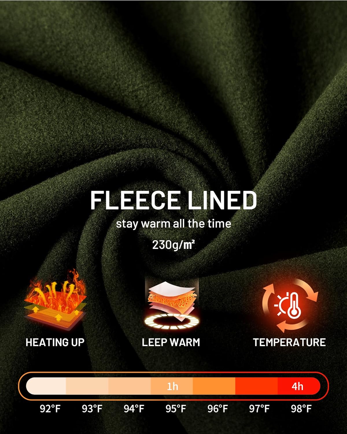 Runhit Mens Thermal Underwear Set Fleece Lined Long Johns Base Layer Top Bottom Cold Weather Gear for Hunting Running Skiing - Image 5