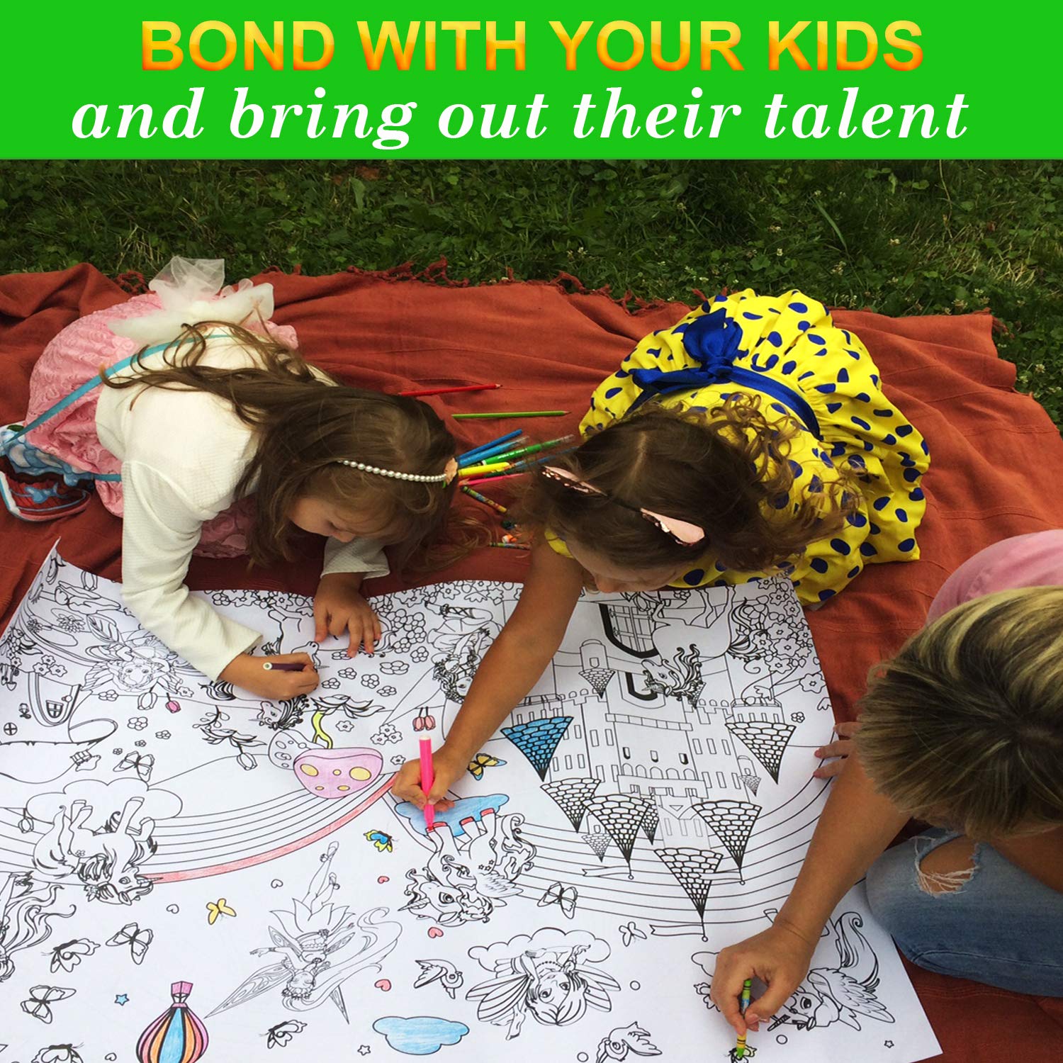 Alex Art, Giant Coloring Poster Unicorn and Fairy Wall Huge Coloring